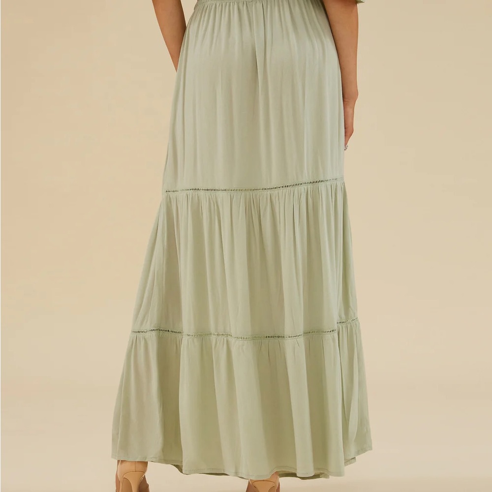 RACHEL PARCELL Bohemian Green Off-Shoulder Skirt Set medium and large - Picture 7 of 11